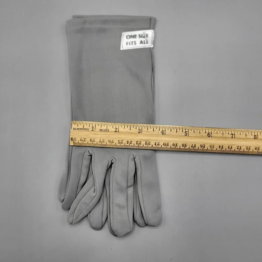 Vintage Dress Gloves Women One Size Stretch Formal Wrist Length Gray New